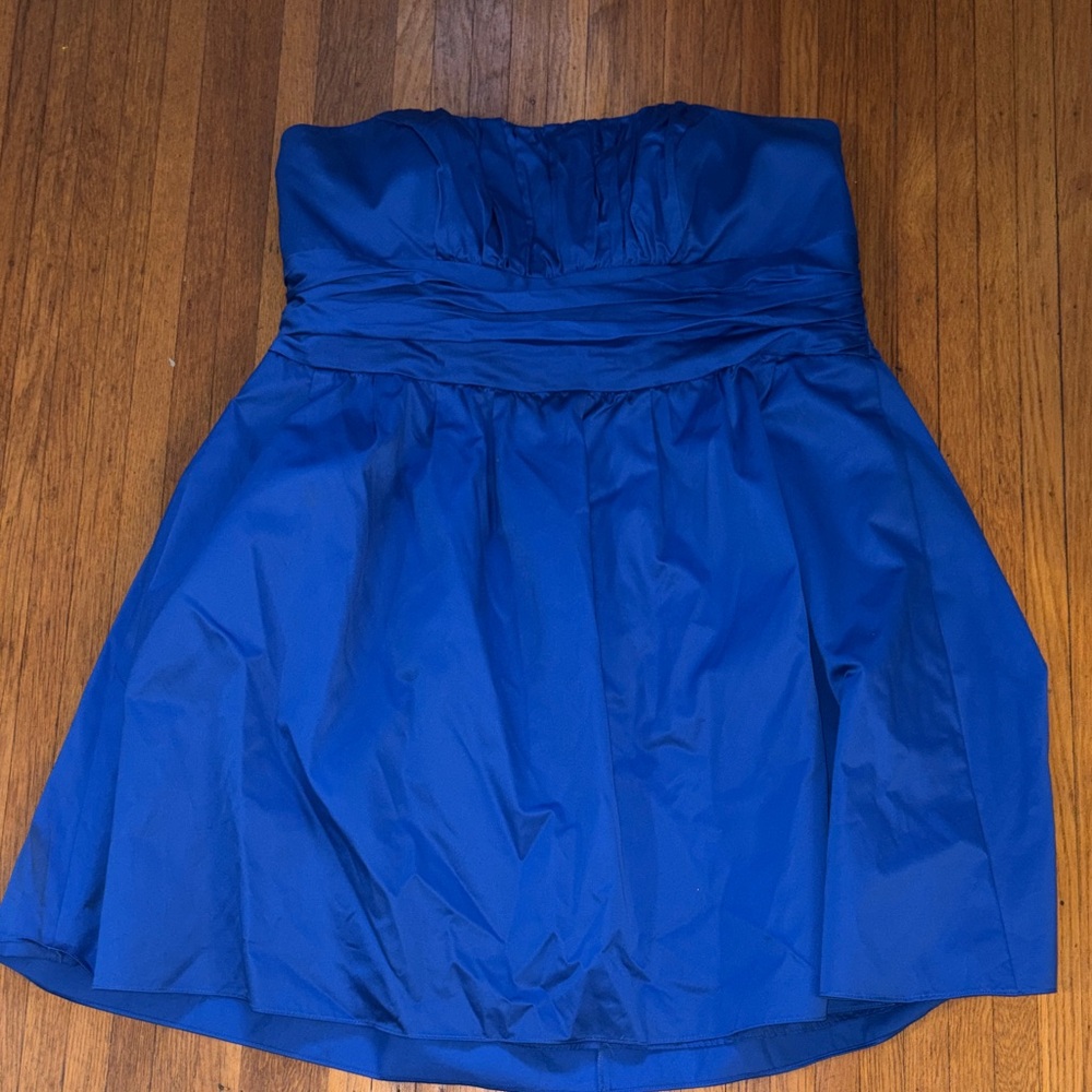 David's Bridal Strapless Dress in Vibrant Blue